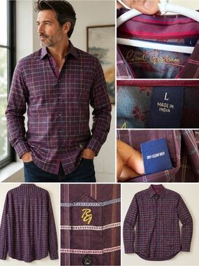 Robert Graham Multicolor Windowpane Plaid Button Up Shirt Large L